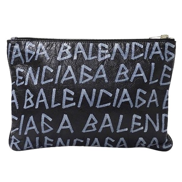 BALENCIAGA Black Leather Clutch Bag - Picture 1 of 12